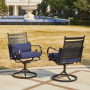 EROMMY Patio Swivel Chair Set of 2, Outdoor Dining Chairs with Cushions for Porch, Deck, and Garden, Blue-Erommy